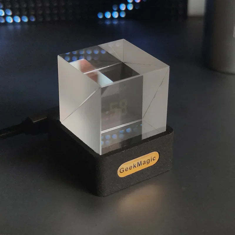 Cubo de Cristal Exibição de Fotos Holográfico Estação Meteorológica Inteligente