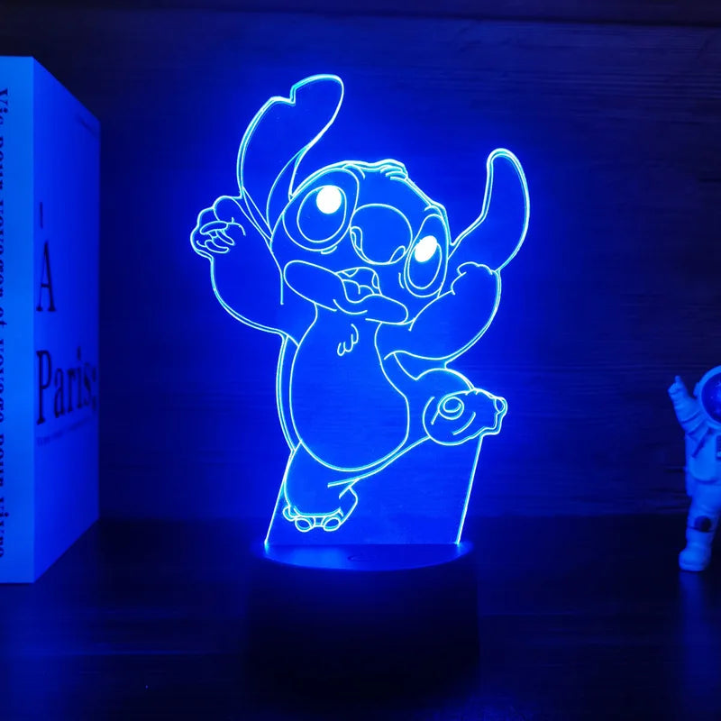 Luz noturna 3D  Stitch com controle remoto e toque inteligente para decoração