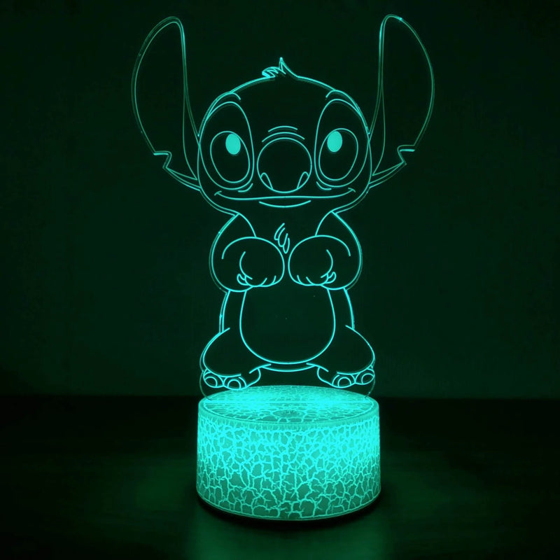 Luz noturna 3D  Stitch com controle remoto e toque inteligente para decoração