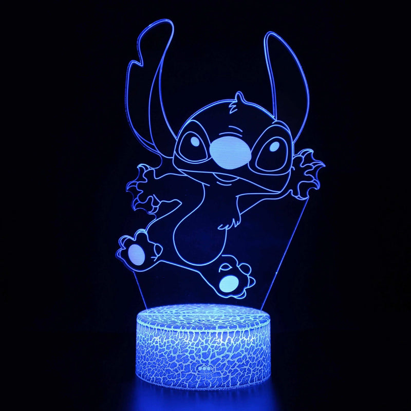 Luz noturna 3D  Stitch com controle remoto e toque inteligente para decoração