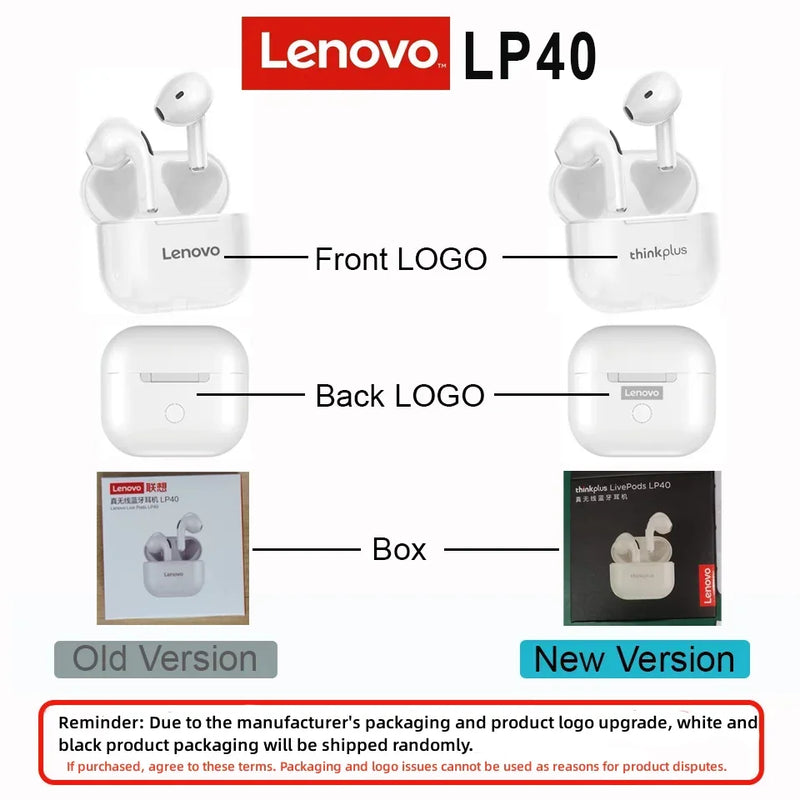 Lenovo lp40 tws fones de ouvido sem fio bluetooth